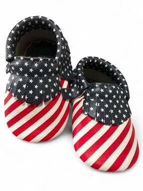 Star-Spangled Baby Moccasins - Red, White & Black